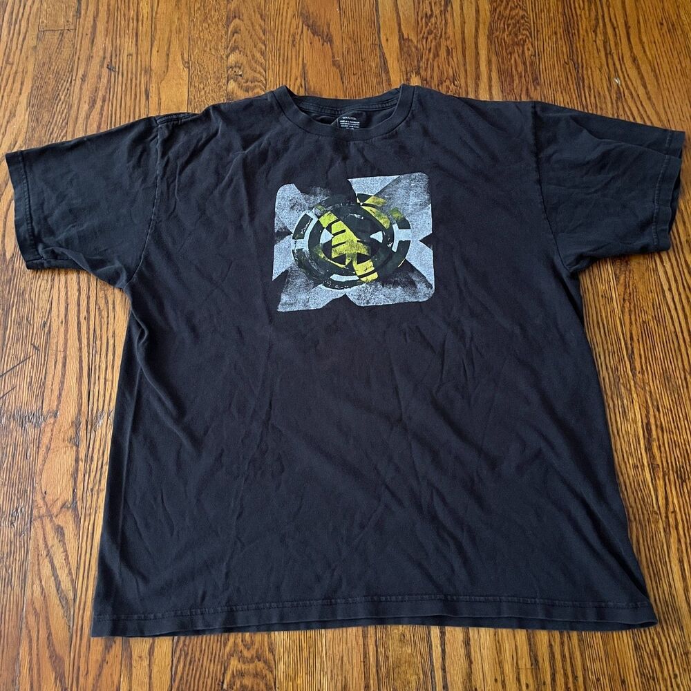 Element T-Shirt Men's  L Black Logo Graphic Print Skater Y2K Grunge HipHop
